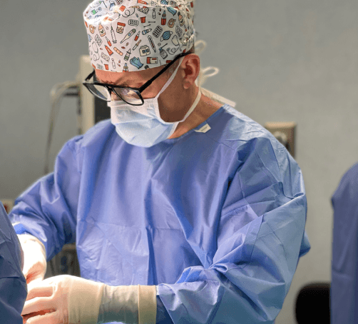 Dr. Renato Zaccheddu, cosmetic and plastic surgeon, in the operating room.